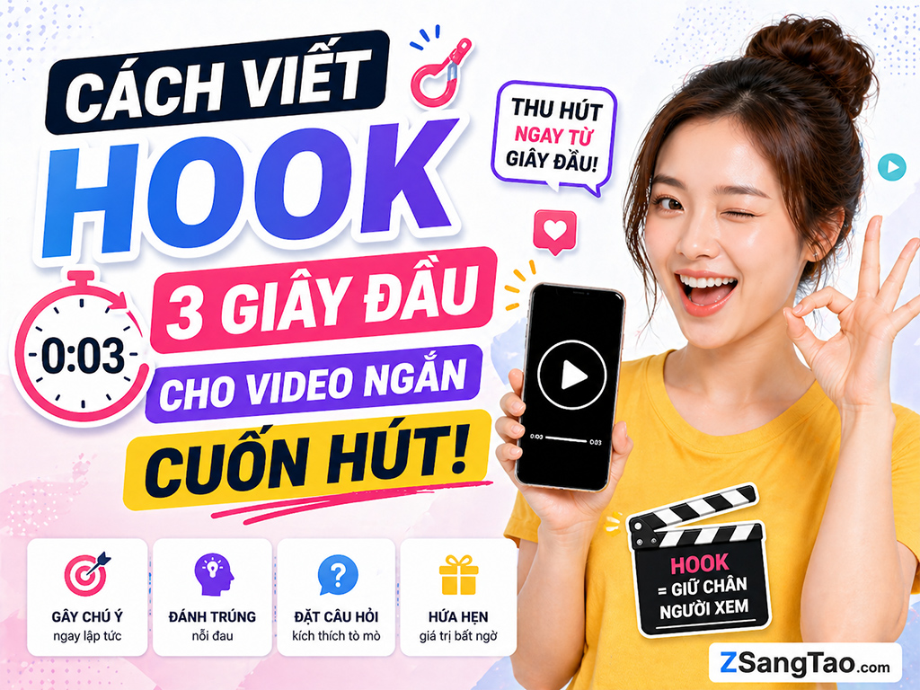 Cách viết hook 3 giây đầu cho video ngắn cuốn hút