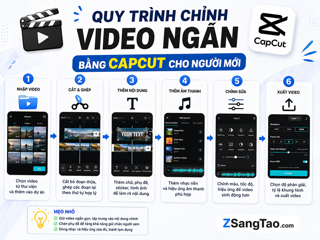 Quy trình chỉnh video ngắn bằng CapCut